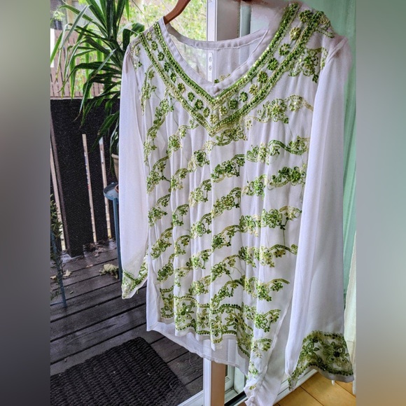 Beautiful Indian Handmade Sheer Embroidered Blouse - Picture 1 of 7